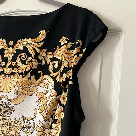 London Times Black & Gold Polyester Dress Women’s Size 14 - Picture 11 of 15